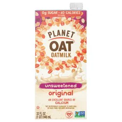 Planet Oat Unsweetened Original Shelf-Stable Oatmilk, 32oz