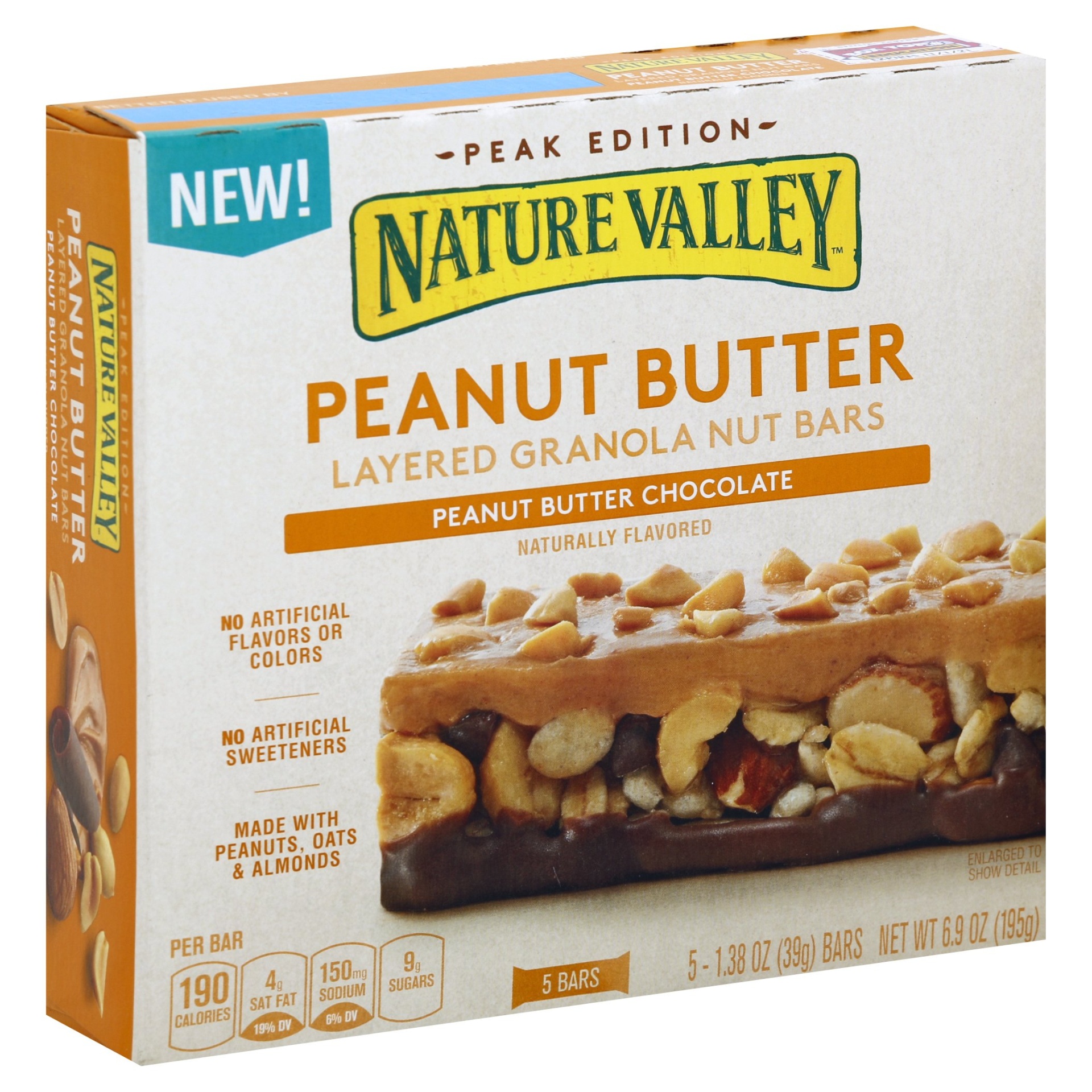 slide 1 of 6, Nature Valley Peanut Butter Chocolate Layered Granola Nut Bars, 6.9 oz