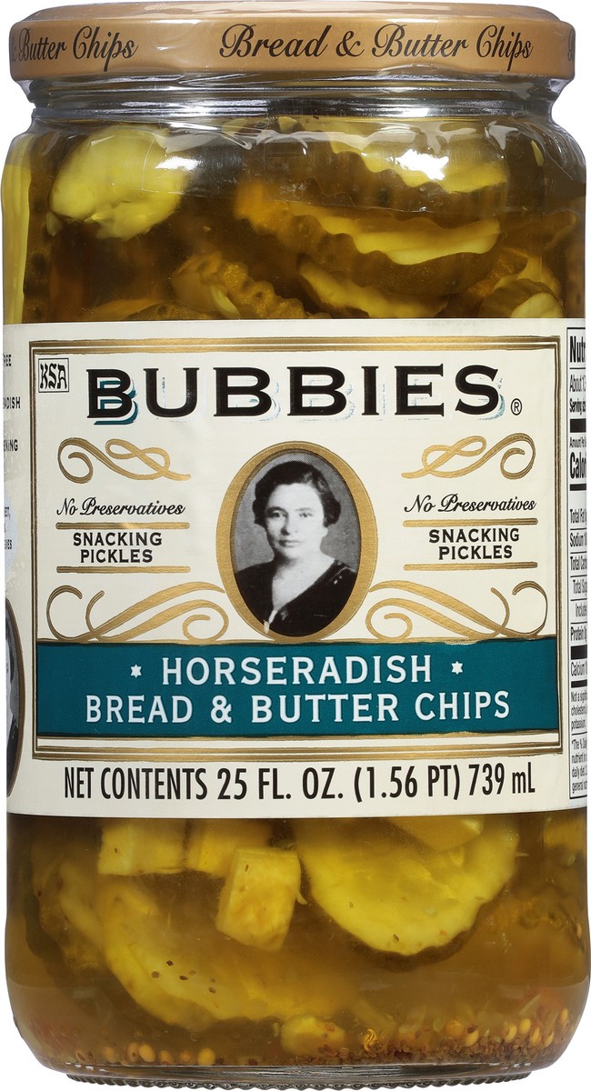 slide 12 of 14, Bubbies Horseradish Bread & Butter Chips Pickles 25 fl oz, 25 fl oz