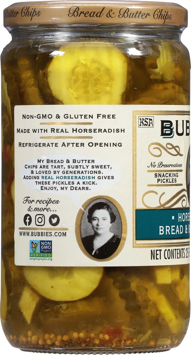 slide 10 of 14, Bubbies Horseradish Bread & Butter Chips Pickles 25 fl oz, 25 fl oz