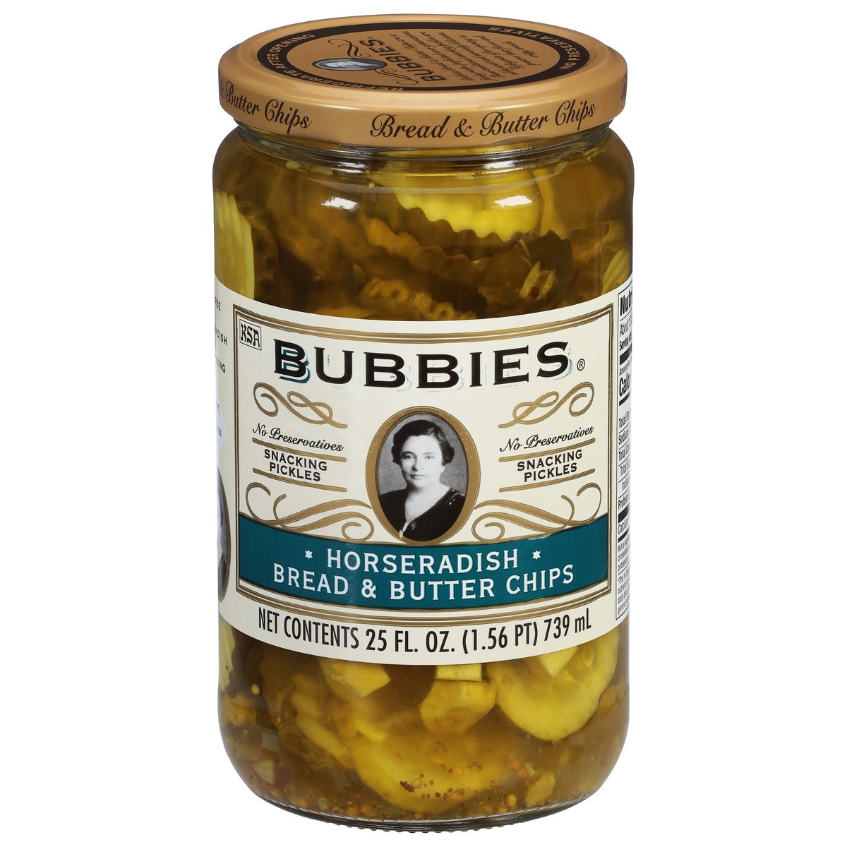 slide 4 of 14, Bubbies Horseradish Bread & Butter Chips Pickles 25 fl oz, 25 fl oz