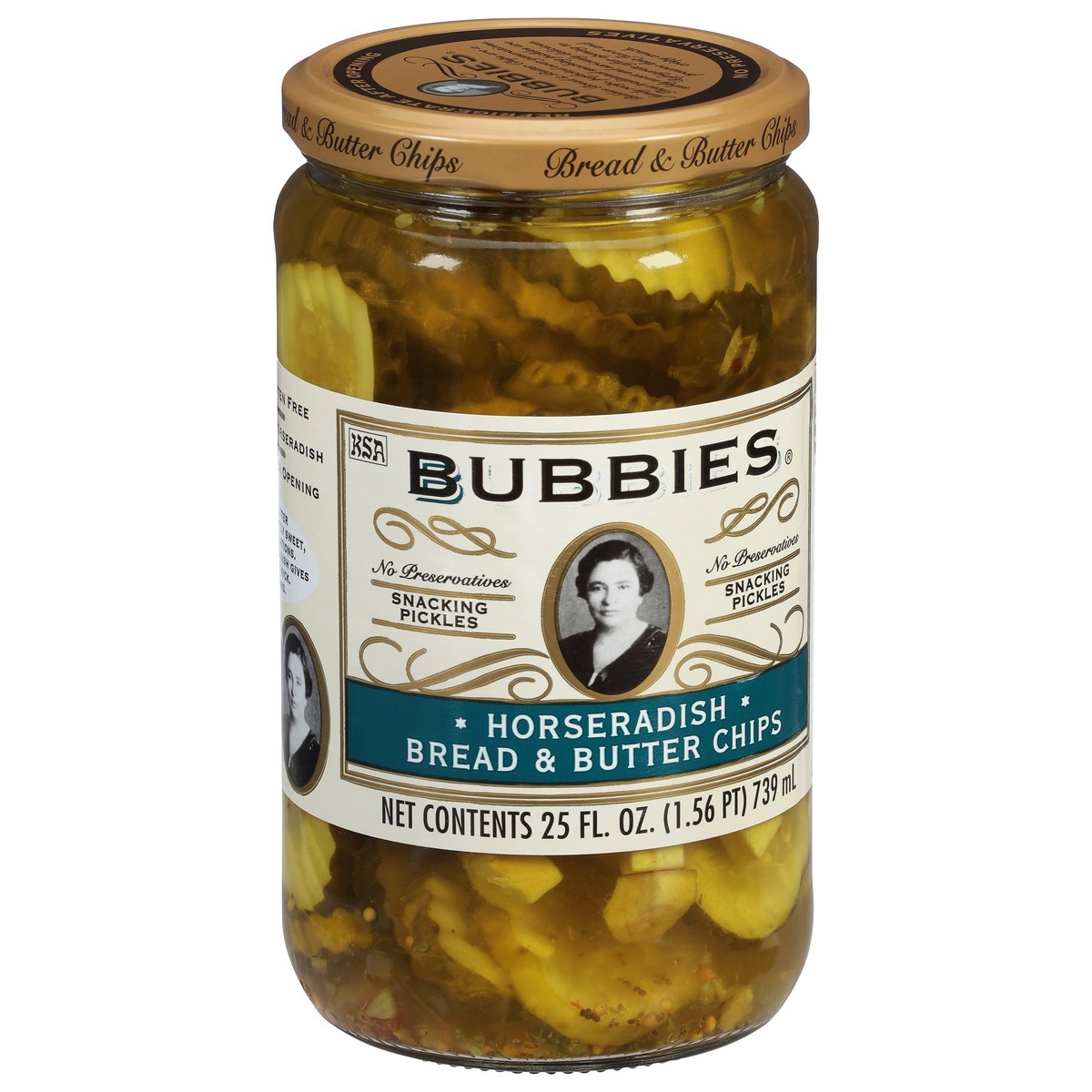 slide 2 of 14, Bubbies Horseradish Bread & Butter Chips Pickles 25 fl oz, 25 fl oz