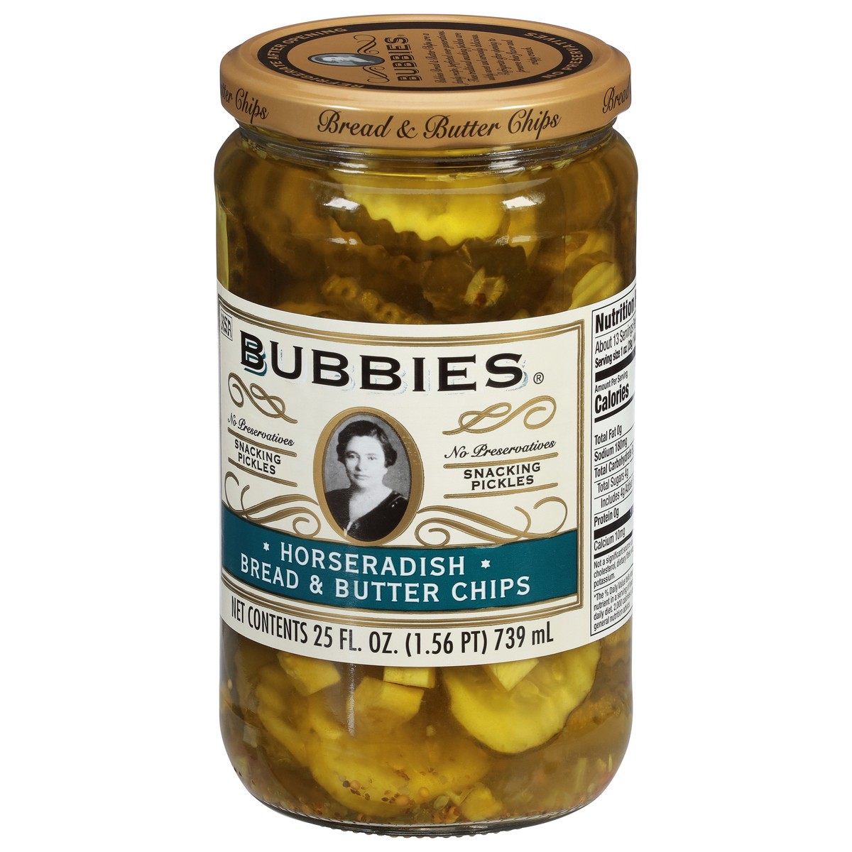 slide 6 of 14, Bubbies Horseradish Bread & Butter Chips Pickles 25 fl oz, 25 fl oz