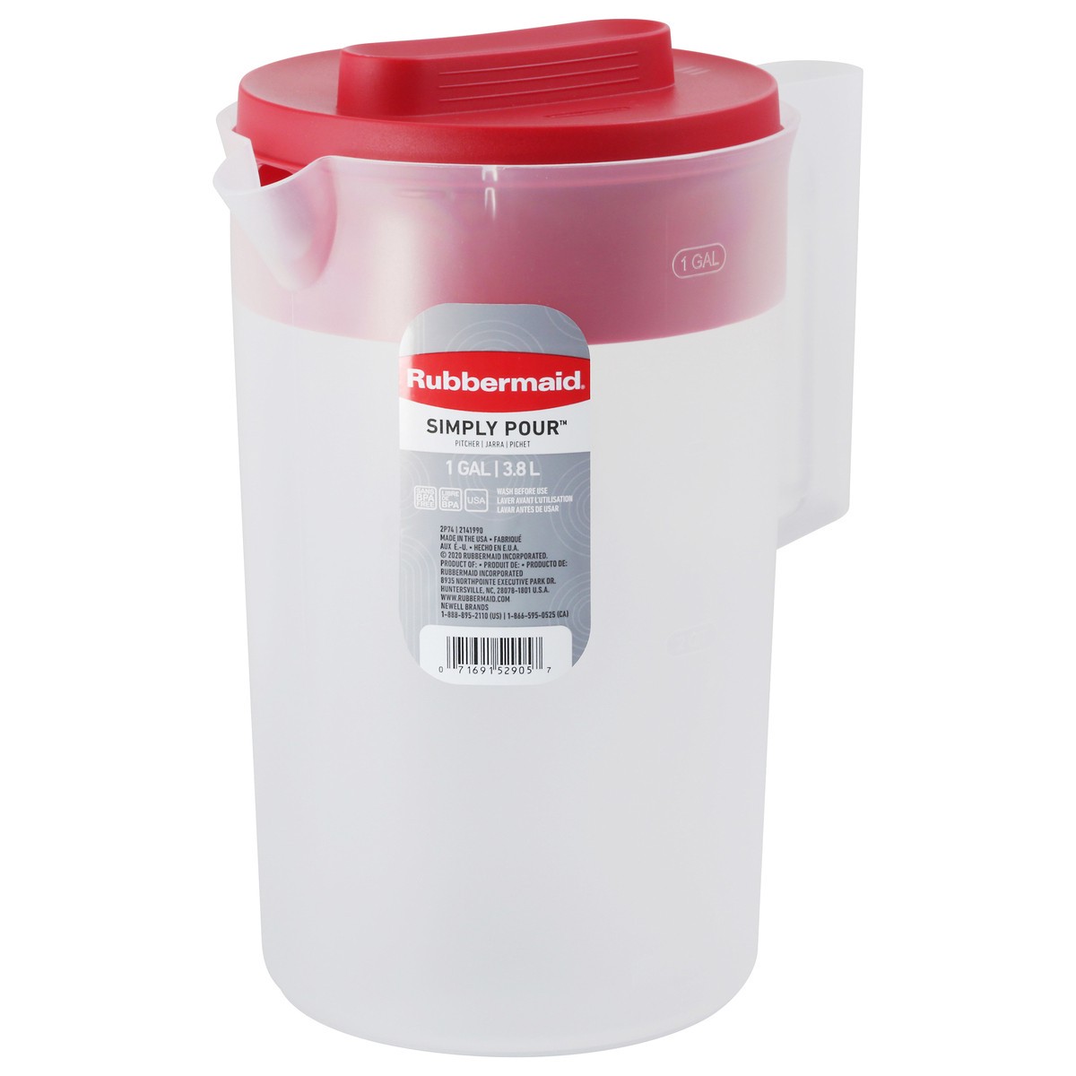 slide 9 of 12, Rubbermaid Simply Pour Pitcher, Plastic Pitcher with Multifunction Lid, 1 ct