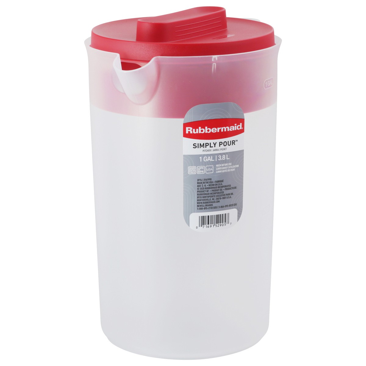 slide 4 of 12, Rubbermaid Simply Pour Pitcher, Plastic Pitcher with Multifunction Lid, 1 ct
