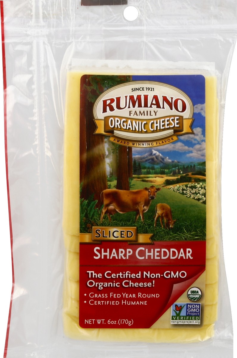 slide 2 of 3, Rumiano Organic Sharp Cheddar Sliced, 6 oz