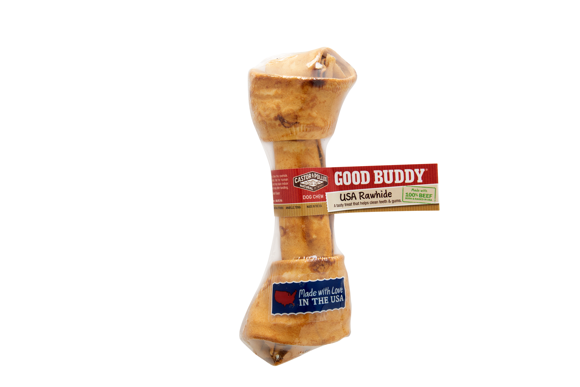 slide 1 of 2, Castor & Pollux Good Buddy Dog Treat - Rawhide Bone With Natural Chicken Flavor, 6-7" Bone - 8 oz Bag, 1 count, 8 oz