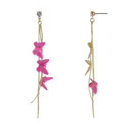 Oh Hello Pink Butterfly Layered Linear Earring Gold