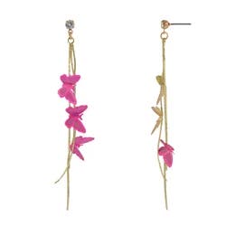 Oh Hello Pink Butterfly Layered Linear Earring Gold