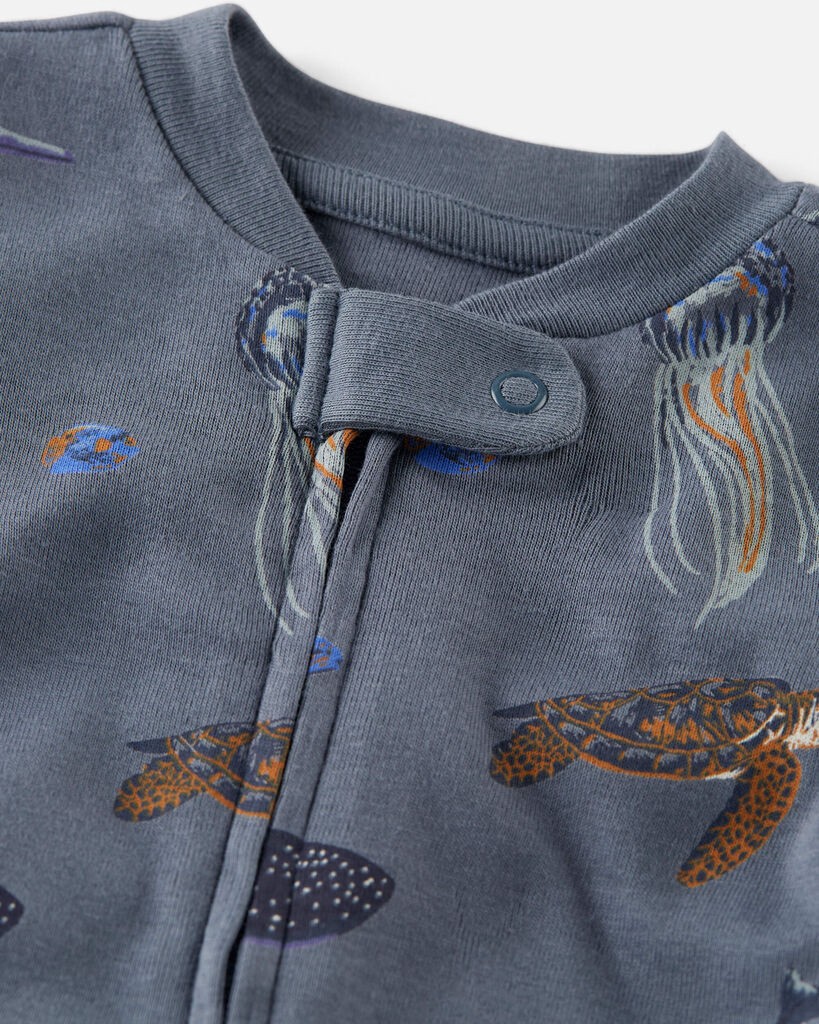 slide 4 of 4, Littleplanet Baby Organic Cotton Sleep & Play Pajamas Deep Blue Sea Print 3M, 1 ct