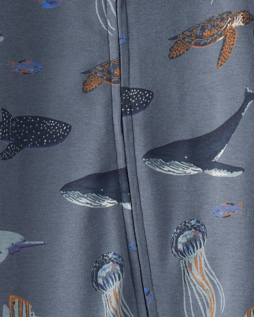 slide 2 of 4, Littleplanet Baby Organic Cotton Sleep & Play Pajamas Deep Blue Sea Print 3M, 1 ct