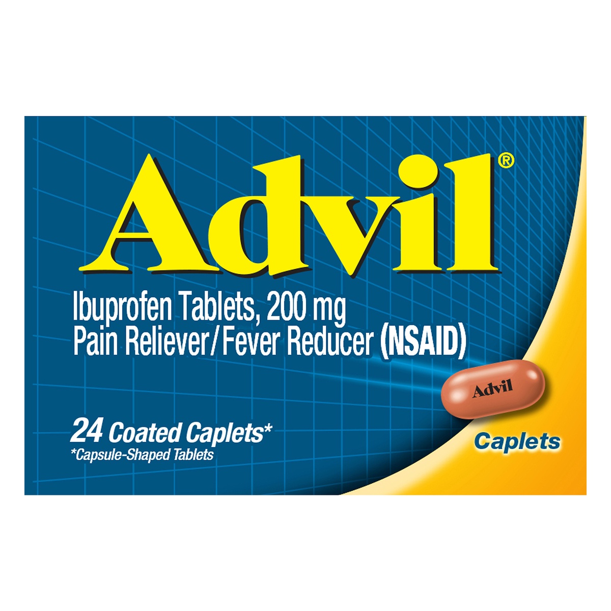 slide 1 of 1, Advil Caplets 200 mg Ibuprofen Tablets 24 ea, 24 ct