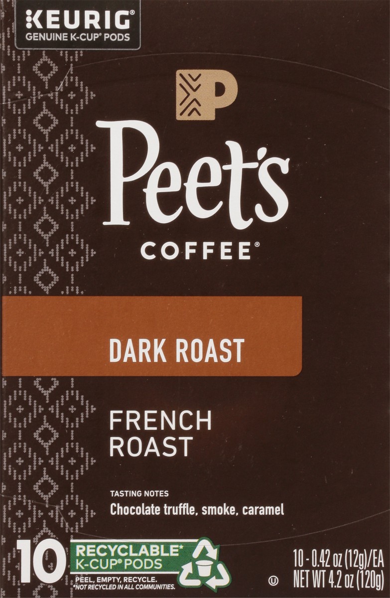 slide 3 of 9, Peet's Coffee, French Roast Dark Roast K-Cup Coffee Pods - 10ct Carton, 10.0 ct