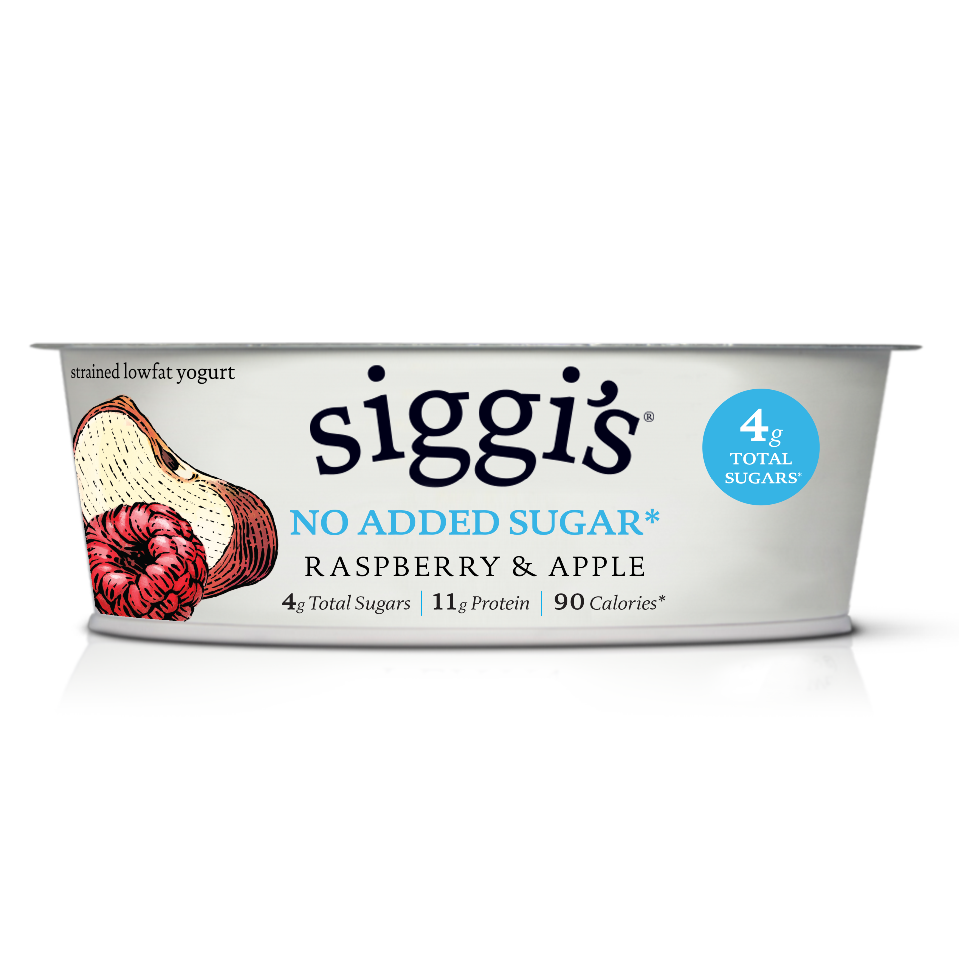 slide 1 of 1, Siggi's Raspberry & Apple Strained Whole-Milk Yogurt, 4.4 oz