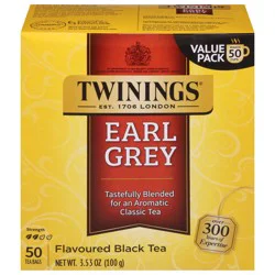 Twinings Earl Grey Black Tea Value Pack 50 Tea Bags