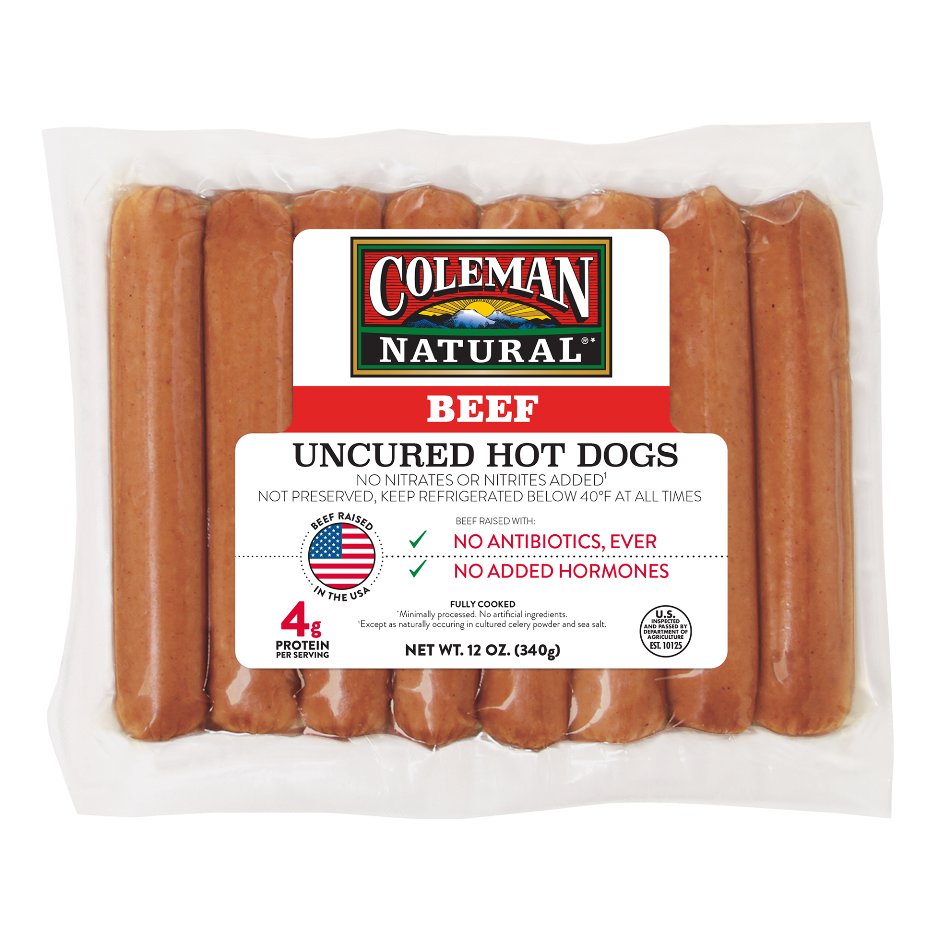 slide 1 of 2, Coleman Natural Beef Uncured Hot Dogs, 12 oz