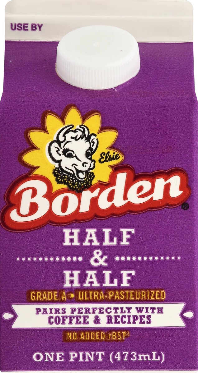 slide 1 of 1, Borden Half & Half 1 pt, 1 pint