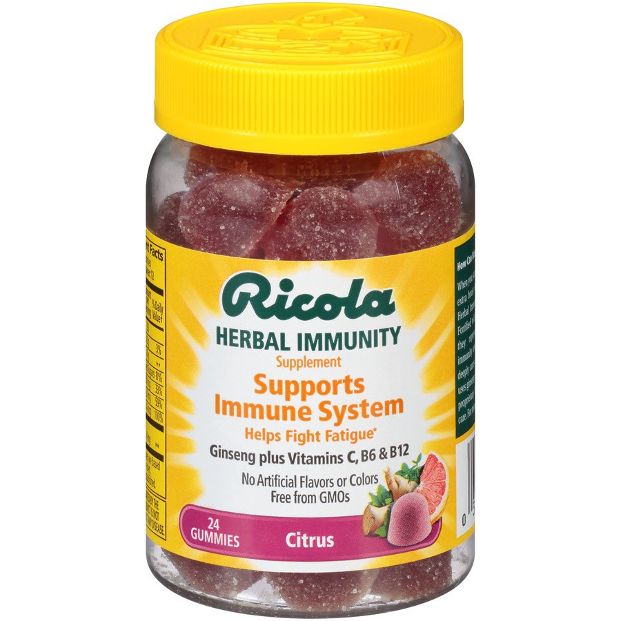 slide 1 of 2, Ricola Herbal Immunity Citrus Supplement Gummies, 24 ct