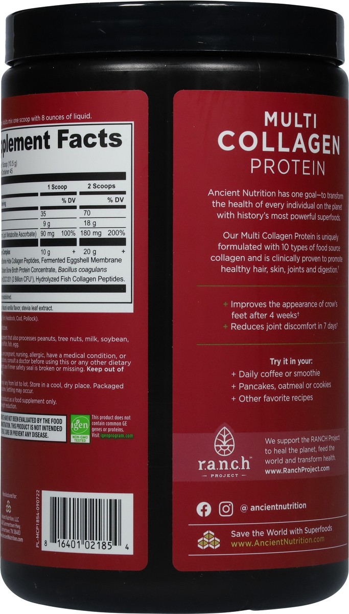 slide 5 of 9, Ancient Nutrition Vanilla Multi Collagen Protein 16.7 oz, 16.8 oz