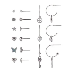 Oh Hello Pearl Peace Earring Set Silver