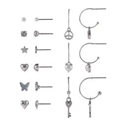 Oh Hello Pearl Peace Earring Set Silver