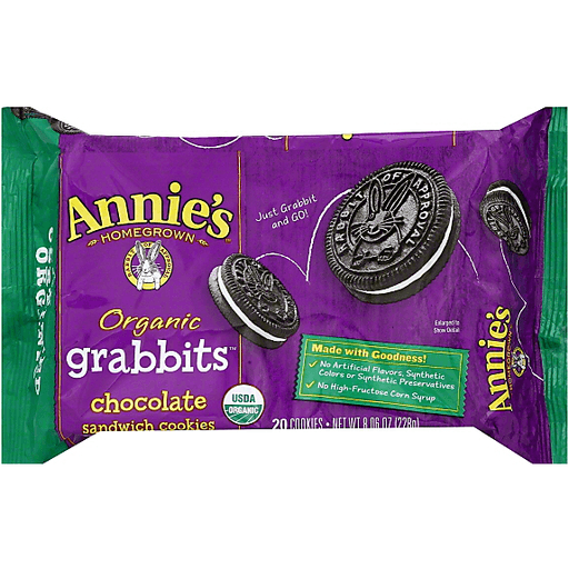 slide 2 of 2, Annie's Organic Grabbits Chocolate Sandwich Cookies, 8.06 oz