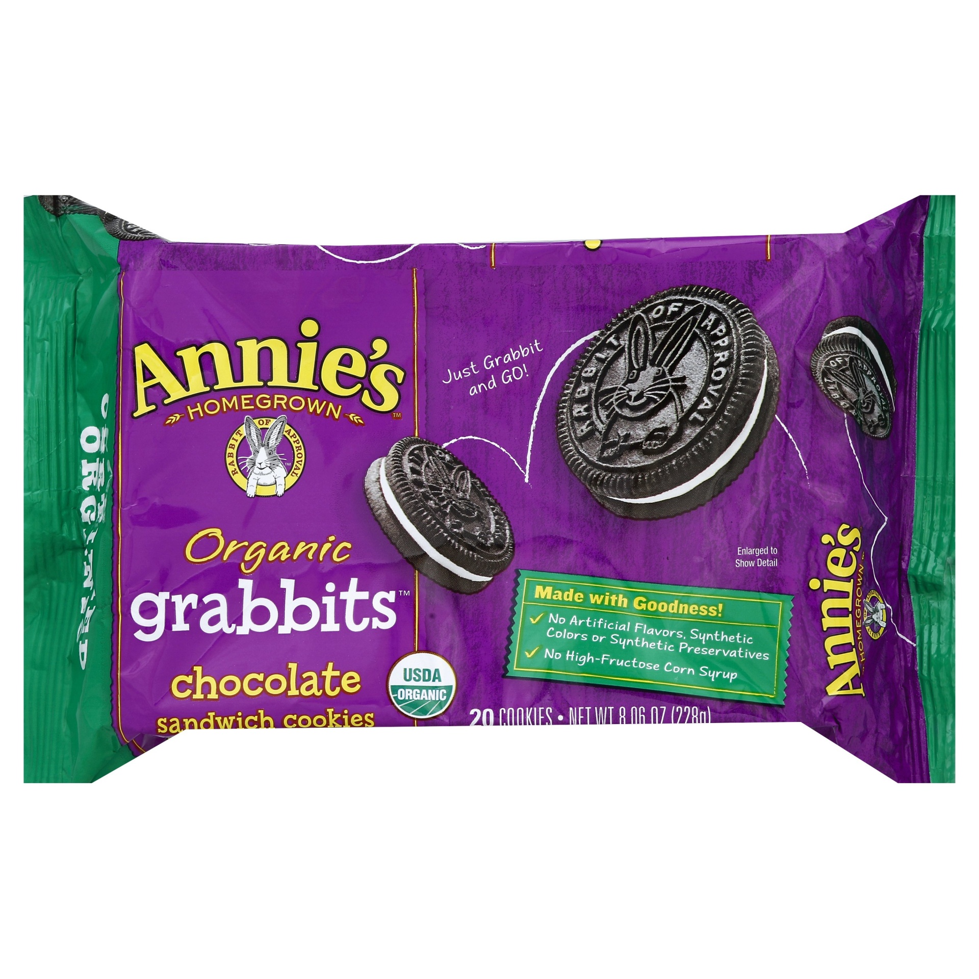 slide 1 of 2, Annie's Organic Grabbits Chocolate Sandwich Cookies, 8.06 oz