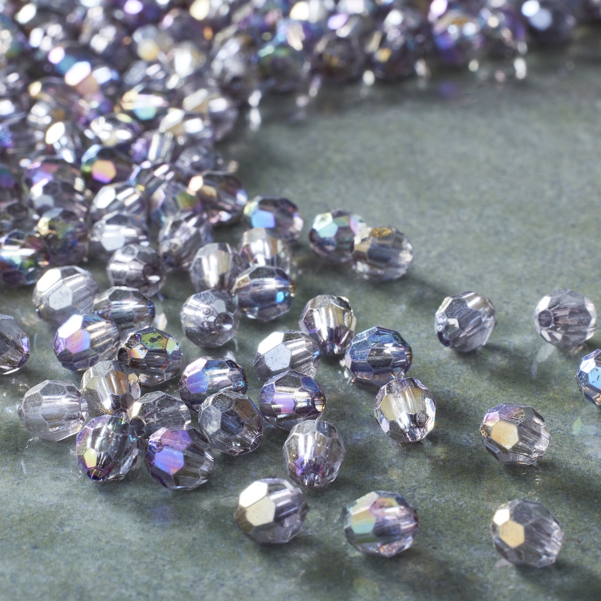 slide 4 of 4, 6mm Faceted Ab Acrylic Round Bead Value Pack By Bead Landing, 6 mm