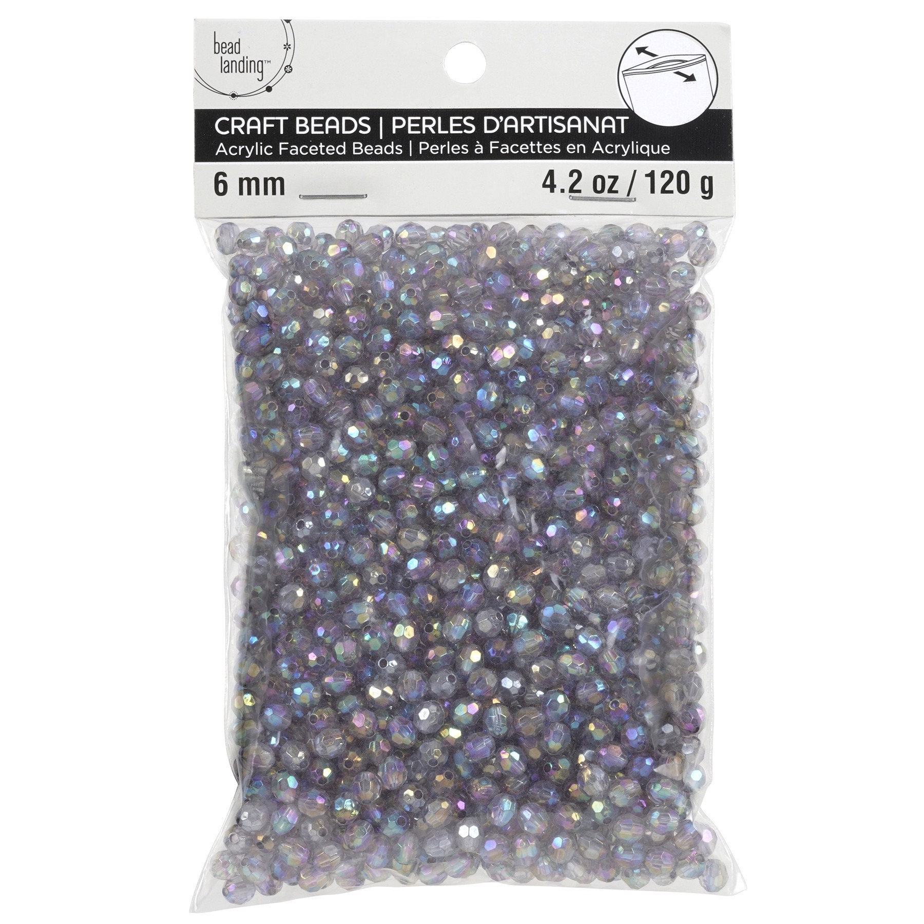 slide 2 of 4, 6mm Faceted Ab Acrylic Round Bead Value Pack By Bead Landing, 6 mm