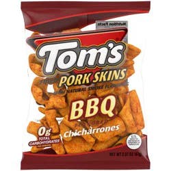 Tom's Pork Skins, BBQ Chicharrones, 2.375 Oz