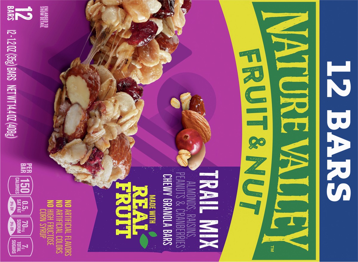 slide 2 of 13, Nature Valley Chewy Fruit and Nut Granola Bars, Trail Mix Snack Bars, 12 ct, 14.4 OZ, 12 ct