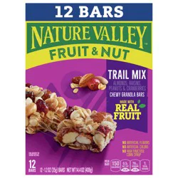 Nature Valley Chewy Fruit and Nut Granola Bars, Trail Mix Snack Bars, 12 ct, 14.4 OZ