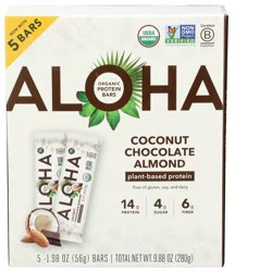 Aloha Organic Coconut Chocolate Almond Protein Bars - 5 x 1.98 oz