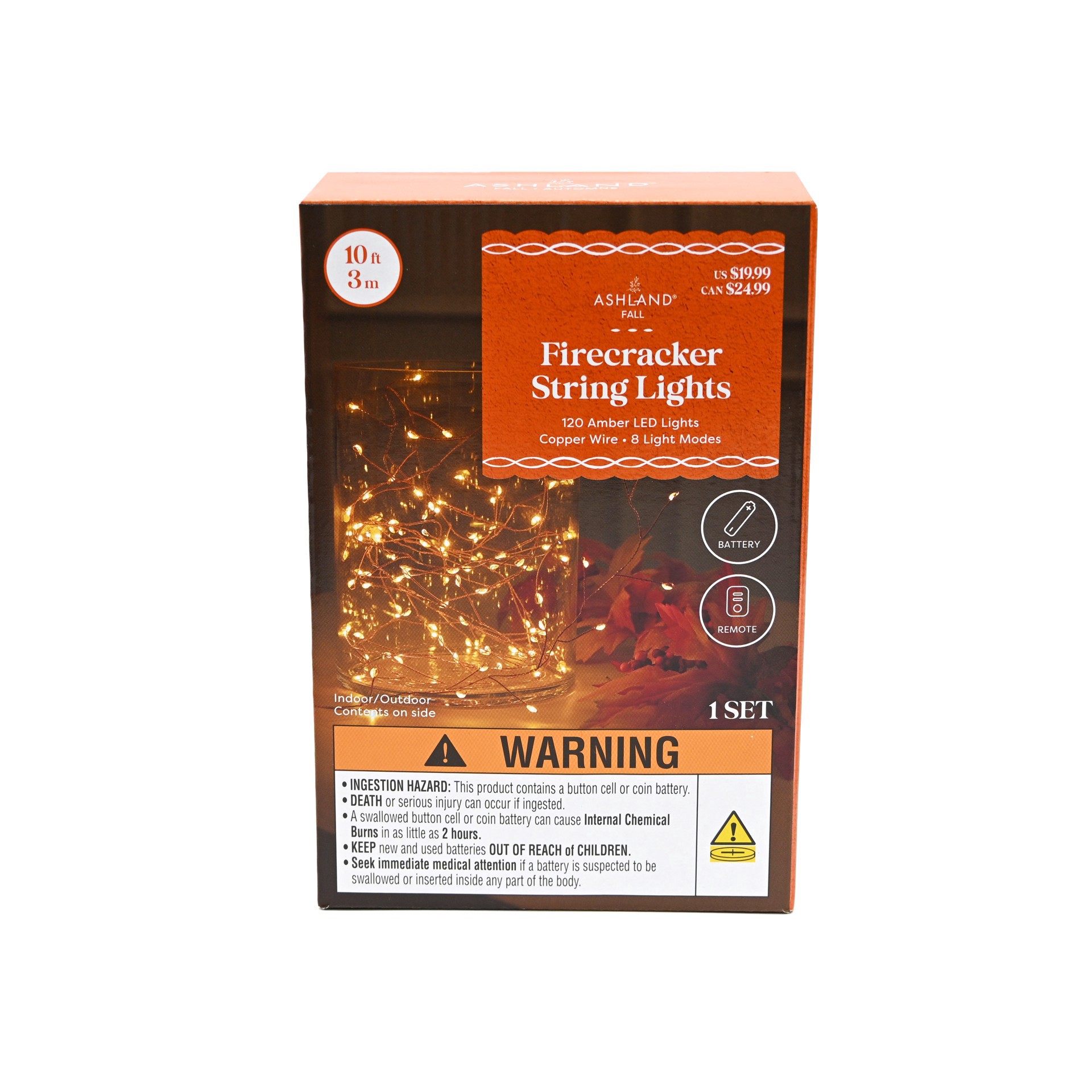 slide 3 of 4, 120ct. Amber Led Firecracker String Lights By Ashland, 120 ct