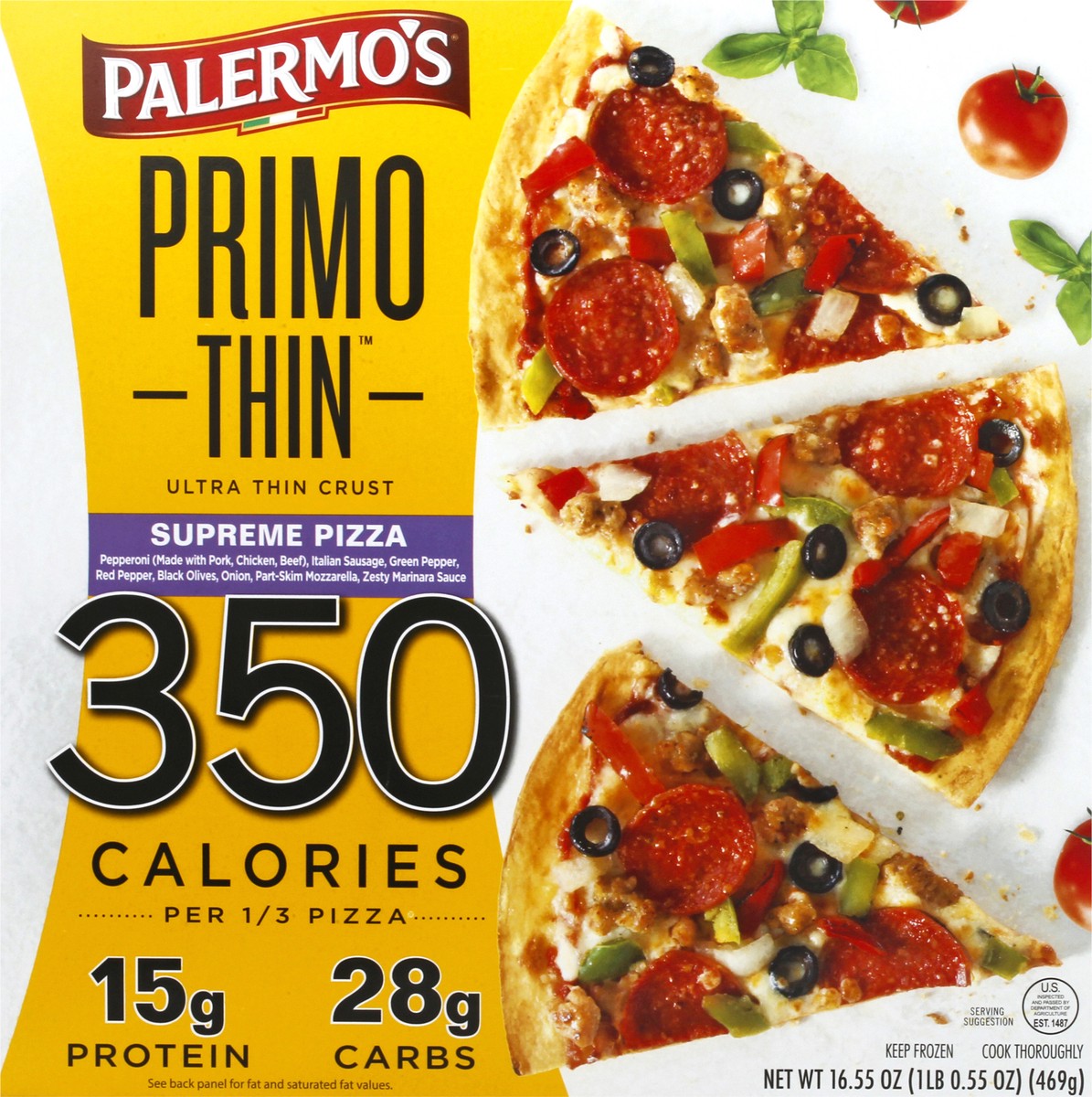 slide 7 of 9, Palermo's Primo Thin Ultra Thin Crust Supreme Pizza 16.55 oz, 16.55 oz
