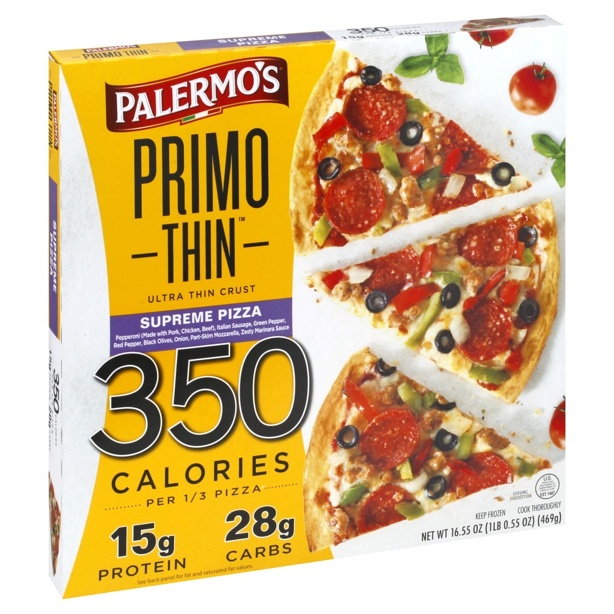 slide 1 of 1, Palermo's Primo Thin Supreme Pizza, 16.55 oz