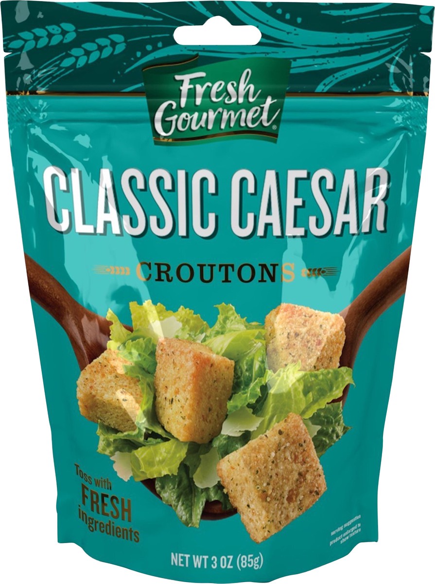 slide 3 of 7, Fresh Gourmet 3oz HMS Classic Caesar Croutons, Bag, 3 oz