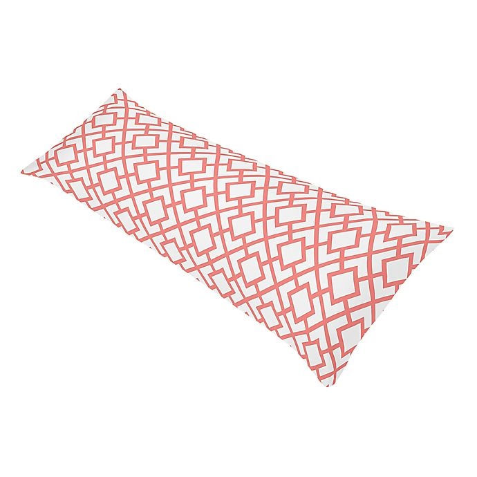 slide 1 of 1, Sweet Jojo Designs Mod Diamond Body Pillowcase - White/Coral, 1 ct