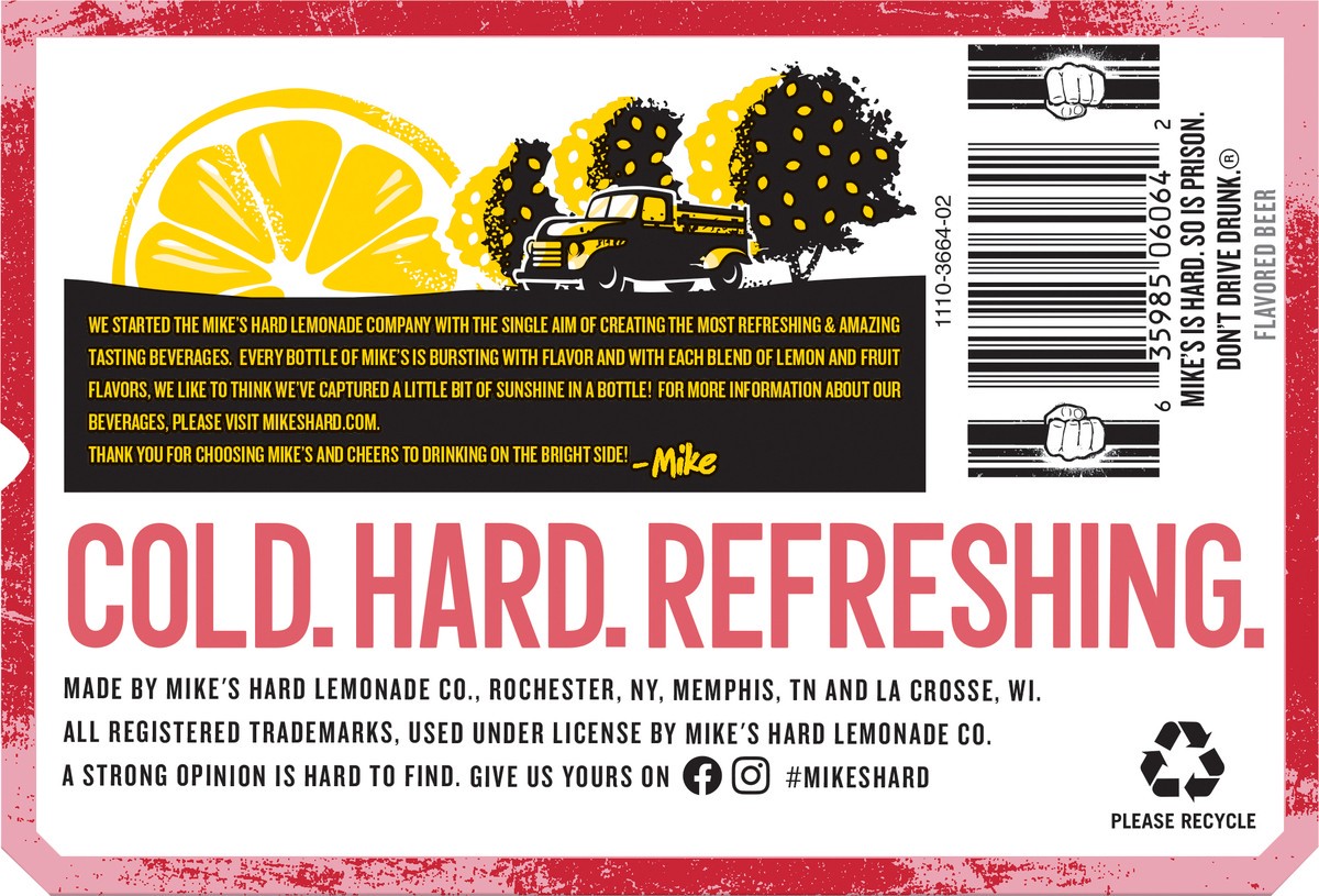 slide 3 of 5, Mike's Premium Malt Beverage Hard Raspberry Lemonade Beer 6 ea, 6 ct