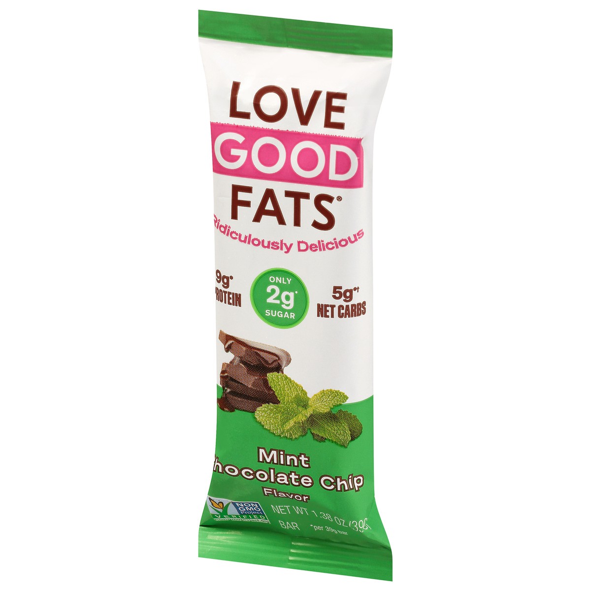 slide 5 of 9, Love Good Fats Bar Mint Choc Chip, 1.38 oz