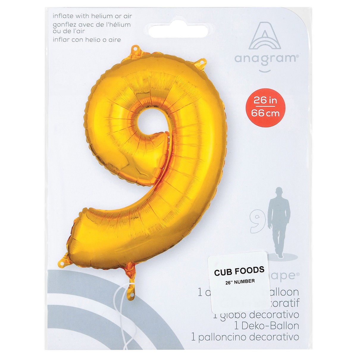 slide 1 of 2, E&R Number 9 Gold Balloon, 1 ct