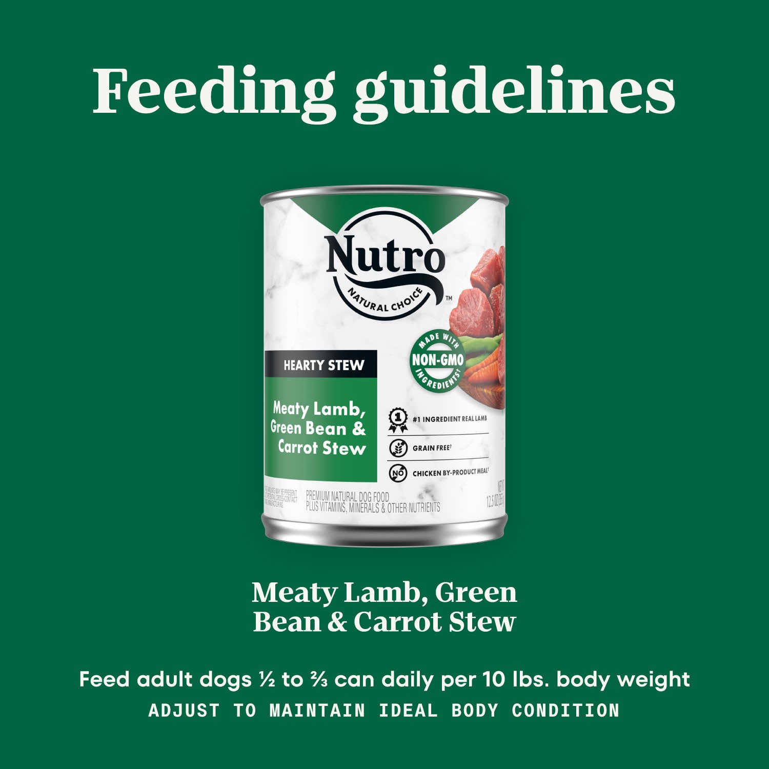 slide 3 of 3, Nutro Hearty Stew Adult Natural Wet Dog Food Cuts In Gravy Meaty Lamb, Green Bean & Carrot Stew, (12) 12.5 Oz. Cans, 12.5 oz