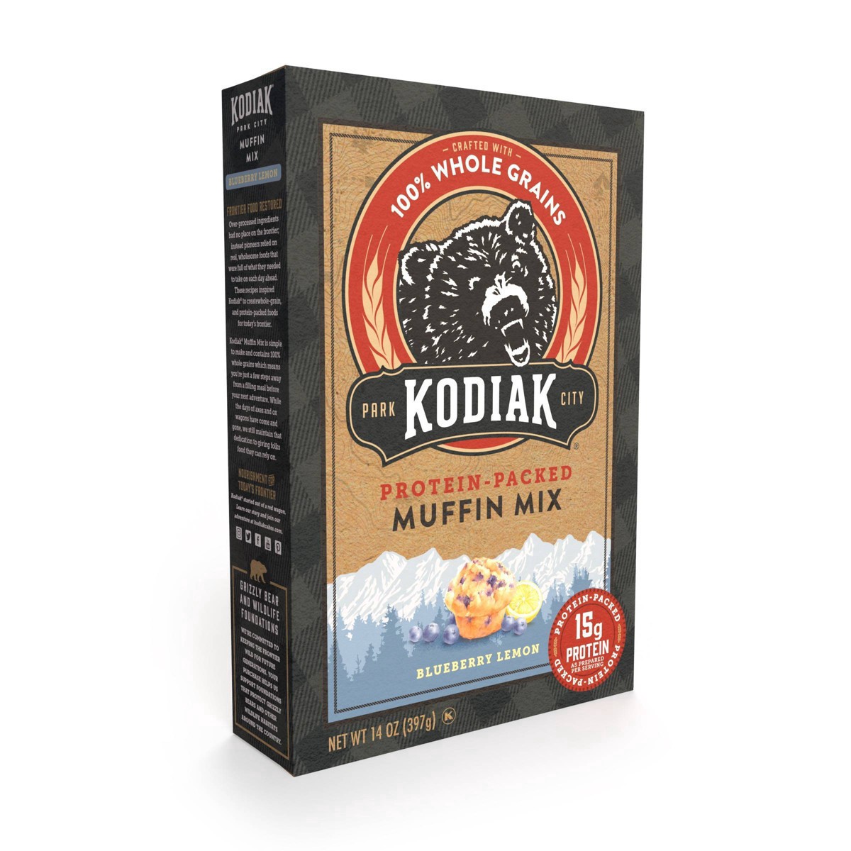 slide 44 of 64, Kodiak Cakes Power Bake Protein Packed Muffin Mix Blueberry Lemon, 14 oz