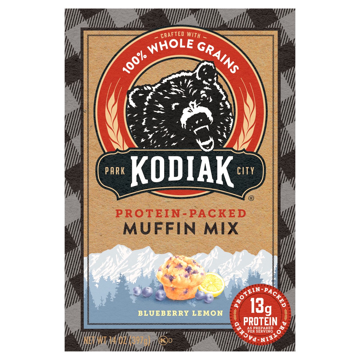 slide 1 of 64, Kodiak Cakes Power Bake Protein Packed Muffin Mix Blueberry Lemon, 14 oz