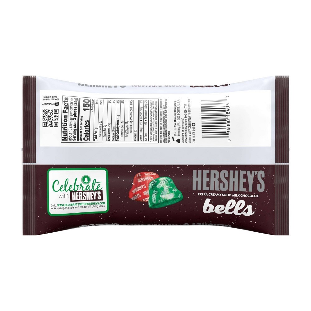 slide 4 of 4, Hershey's Hersheys Holiday Extra Creamy Solid Milk Chocolate Bells, 10 oz