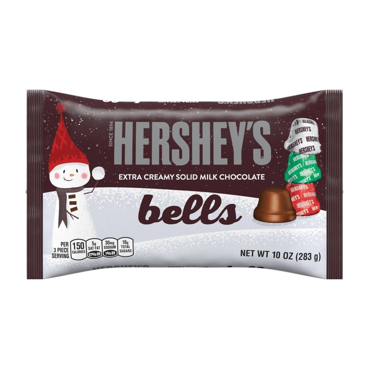 slide 1 of 3, Hersheys Holiday Extra Creamy Solid Milk Chocolate Bells, 10 oz