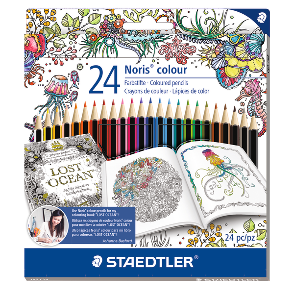 slide 1 of 2, STAEDTLER Johanna Basford Colored Pencils, Assorted Colors, Pack Of 24, 24 ct