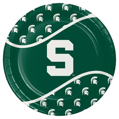 slide 1 of 1, Michigan State Spartans University Paper Plates, 8 ct