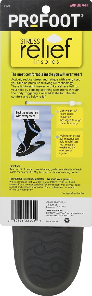 slide 6 of 8, PROFOOT Stress Relief Insole Women's Sizes 6-10, 1 ct