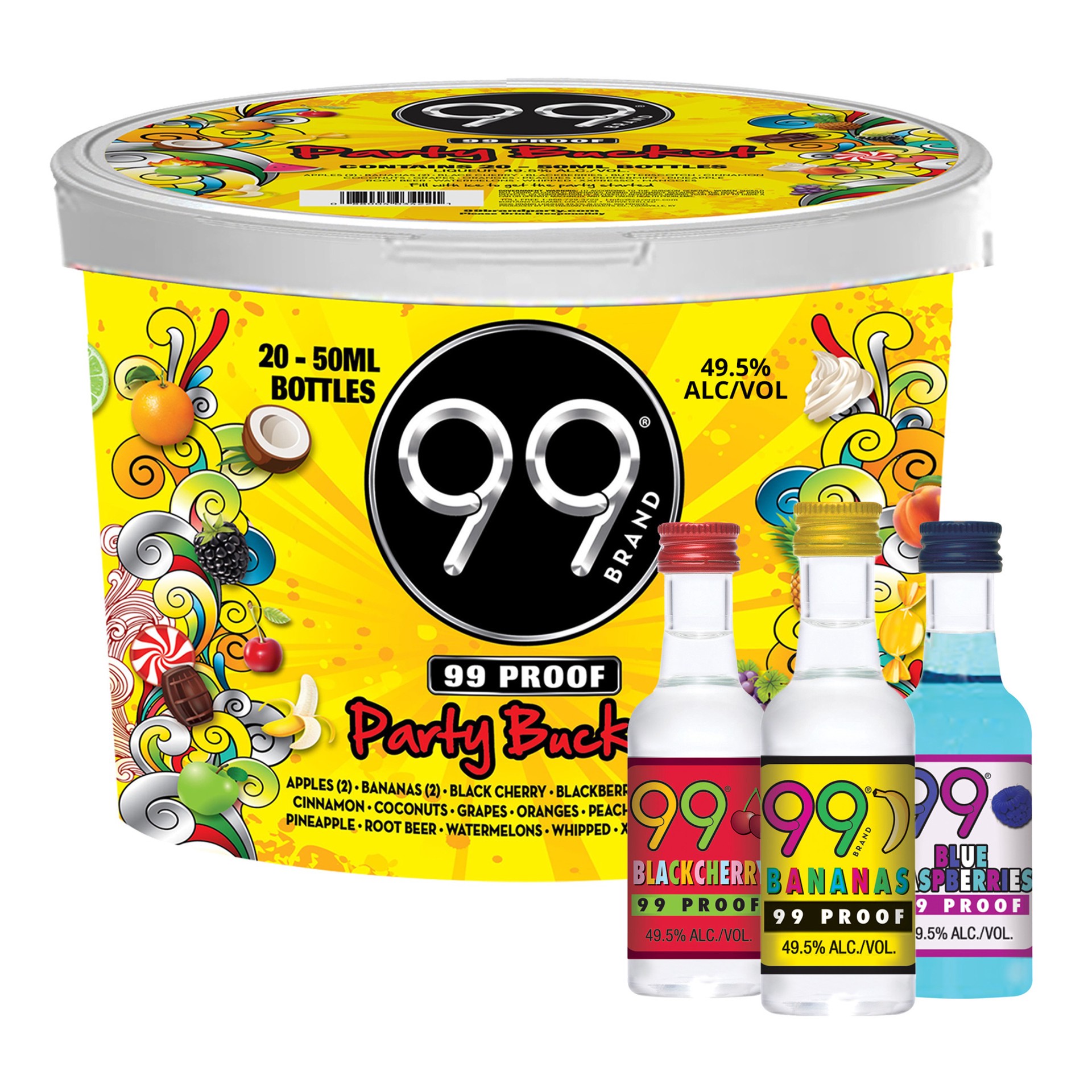 slide 1 of 5, 99 Brand Fruit Flavor Party Bucket, 50 ml, 20 ct